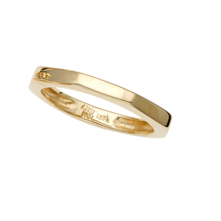 14K Gold Polished Thin Hexagon Ring