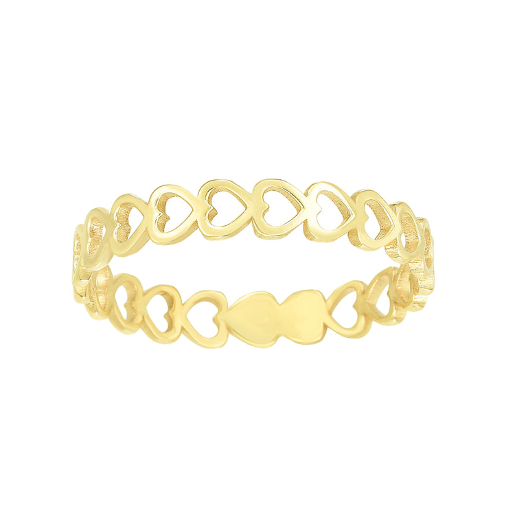 14K Gold Open Heart Stackabe Ring