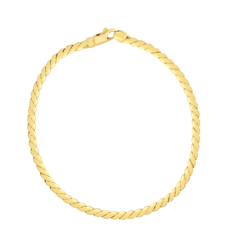 14K Yellow Gold Fancy Twisted Link Bracelet