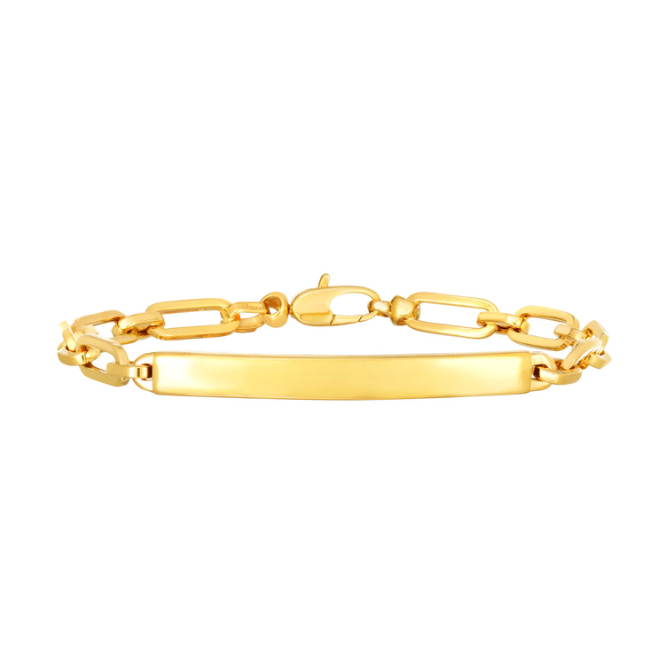 14K Gold Paperclip Chain ID Bracelet