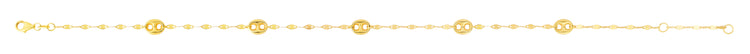 14K Gold Mirror Chain and Puffed Mariner Station Anklet