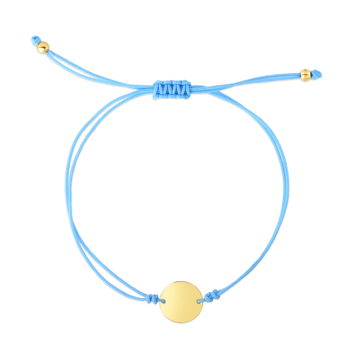 14K Blue Cord Circle Adjustable Bracelet