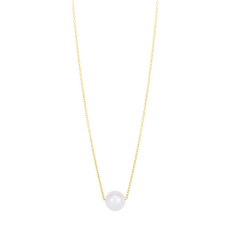 14K Pearl Necklace Solitaire