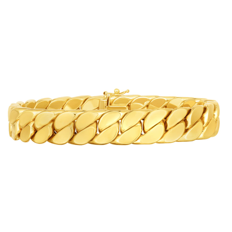 14K Gold Maschio Thick Modern Curb Bracelet For Men