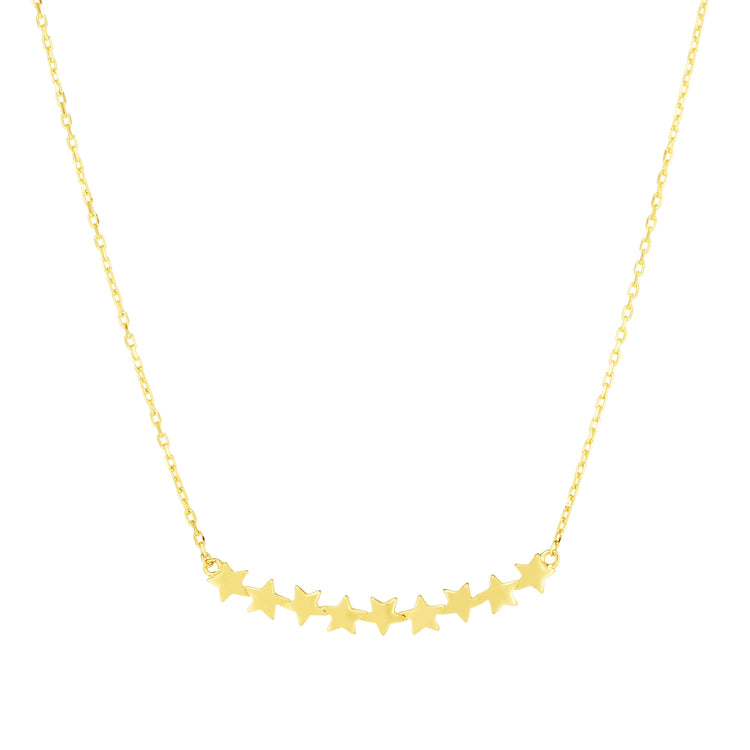 14K Gold Polished Star Bar Necklace