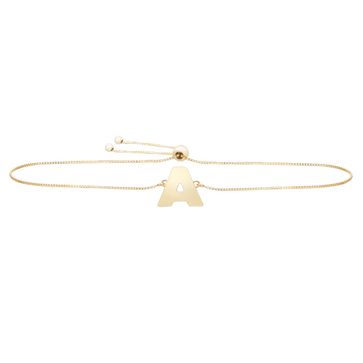 14K Gold Initial A Bolo Bracelet