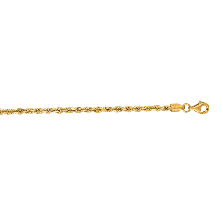 14K Gold 2.75mm Diamond Cut Royal Rope Chain