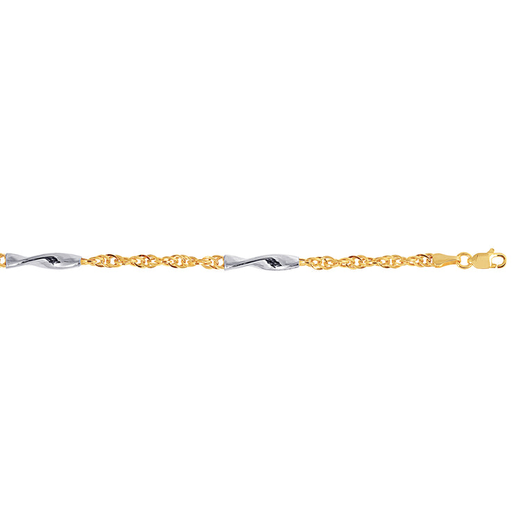 14K Two-tone Gold Twist Stations Bracelet