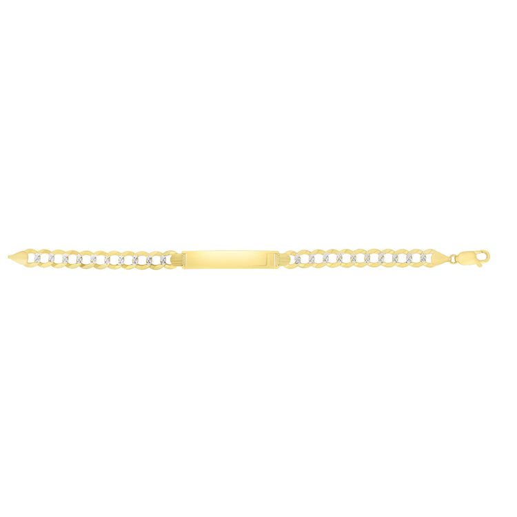 14K Gold 8.3mm Pave Curb ID Bracelet