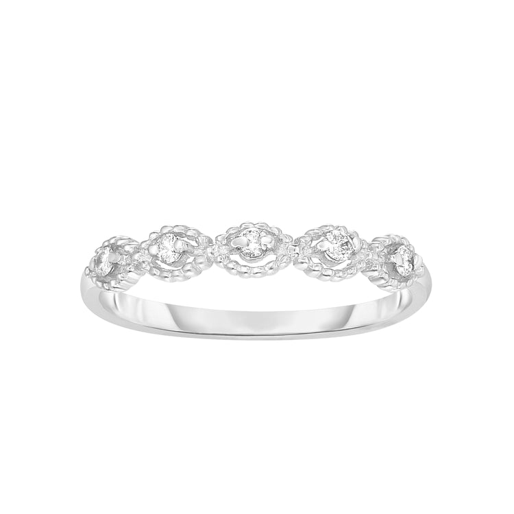 14K Gold .10ct Diamond Oval Shape Stackable Ring