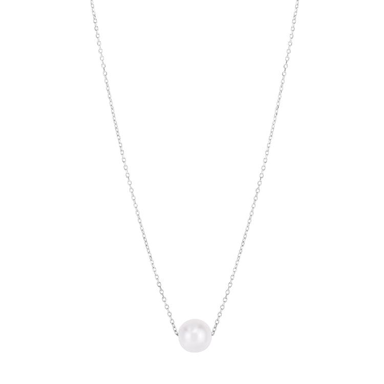 14K Pearl Necklace Solitaire